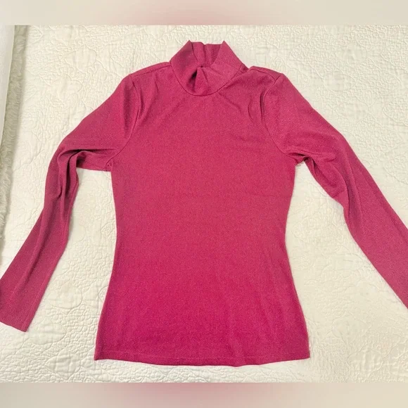 Tuckernuck Hyacinth House Pink Shimmer Elle Woods Turtleneck - Size Large - Picture 2 of 7